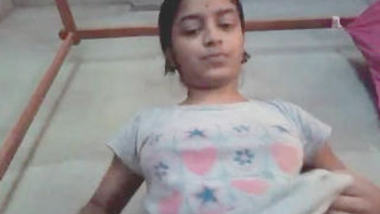 Cute collage girl video chat with her bf and fing
